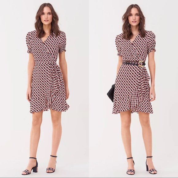 Diane Von Furstenberg Emilia Crepe Mini Wrap Dress - Picture 2 of 10